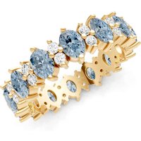 Aquamarine and Diamond Oval and Gemstone Full Eternity Band Ring in 18ct Gold