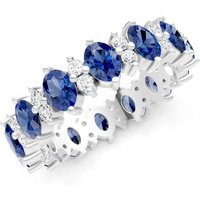 Sapphire and Diamond Oval and Gemstone Full Eternity Band Ring in 18ct White Gold