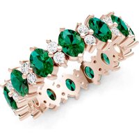 Emerald and Diamond Oval and Gemstone Full Eternity Band Ring in 9ct Rose Gold