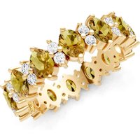 Citrine and Diamond Oval and Gemstone Full Eternity Band Ring in 9ct Gold