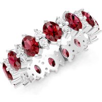 Garnet and Diamond Oval and Gemstone Full Eternity Band Ring in 18ct White Gold
