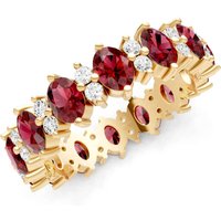 Garnet and Diamond Oval and Gemstone Full Eternity Band Ring in 18ct Gold