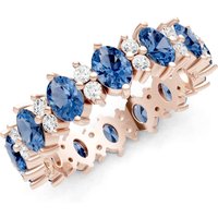 London Blue Topaz and Diamond Oval and Gemstone Full Eternity Band Ring in 9ct Rose Gold