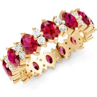 Ruby and Diamond Oval and Gemstone Full Eternity Band Ring in 18ct Gold