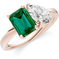 Emerald and Diamond Gemstone and Cocktail Ring in 9ct Rose Gold