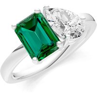 Emerald and Diamond Gemstone and Cocktail Ring in 18ct White Gold