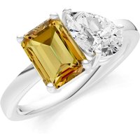 Citrine and Diamond Gemstone and Cocktail Ring in 18ct White Gold