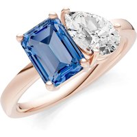 London Blue Topaz and Diamond Gemstone and Cocktail Ring in 9ct Rose Gold