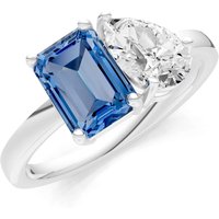 London Blue Topaz and Diamond Gemstone and Cocktail Ring in 18ct White Gold