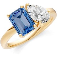 London Blue Topaz and Diamond Gemstone and Cocktail Ring in 9ct Gold