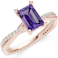 Amethyst and Diamond Twisted Ring in 9ct Rose Gold