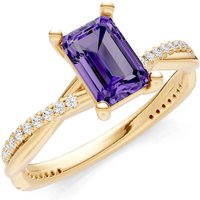 Amethyst and Diamond Twisted Ring in 9ct Gold