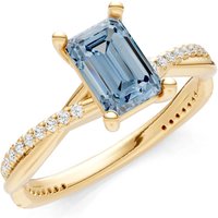 Aquamarine and Diamond Twisted Ring in 18ct Gold