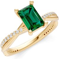 Emerald and Diamond Twisted Ring in 18ct Gold
