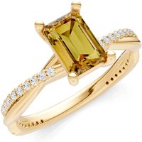 Citrine and Diamond Twisted Ring in 18ct Gold