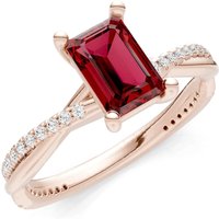 Garnet and Diamond Twisted Ring in 9ct Rose Gold
