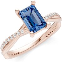 London Blue Topaz and Diamond Twisted Ring in 9ct Rose Gold