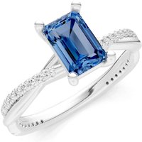 London Blue Topaz and Diamond Twisted Ring in 18ct White Gold