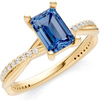 London Blue Topaz and Diamond Twisted Ring in 9ct Gold