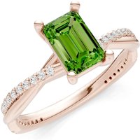 Peridot and Diamond Twisted Ring in 9ct Rose Gold