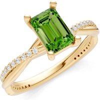 Peridot and Diamond Twisted Ring in 18ct Gold