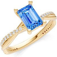 Swiss Blue Topaz and Diamond Twisted Ring in 9ct Gold