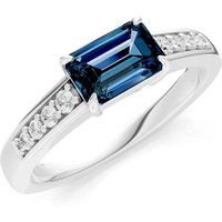 Alexandrite and Diamond East West Gemstone with Accents Ring in 9ct White Gold