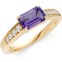 Amethyst and Diamond East West Gemstone with Accents Ring in 18ct Gold