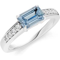 Aquamarine and Diamond East West Gemstone with Accents Ring in 18ct White Gold