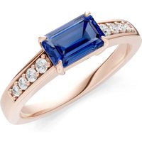 Sapphire and Diamond East West Gemstone with Accents Ring in 9ct Rose Gold