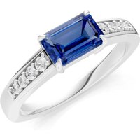 Sapphire and Diamond East West Gemstone with Accents Ring in 18ct White Gold