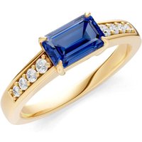 Sapphire and Diamond East West Gemstone with Accents Ring in 18ct Gold