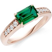 Emerald and Diamond East West Gemstone with Accents Ring in 9ct Rose Gold
