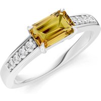 Citrine and Diamond East West Gemstone with Accents Ring in 18ct White Gold
