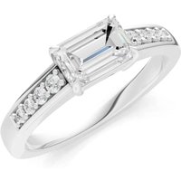 Diamond East West Gemstone with Accents Ring, 0.52 ct in 9ct White Gold
