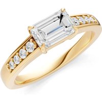 Diamond East West Gemstone with Accents Ring, 0.52 ct in 9ct Gold