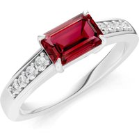 Garnet and Diamond East West Gemstone with Accents Ring in 18ct White Gold