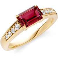 Garnet and Diamond East West Gemstone with Accents Ring in 18ct Gold