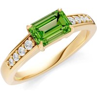 Peridot and Diamond East West Gemstone with Accents Ring in 9ct Gold