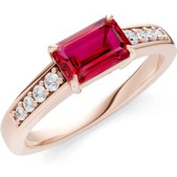 Ruby and Diamond East West Gemstone with Accents Ring in 9ct Rose Gold