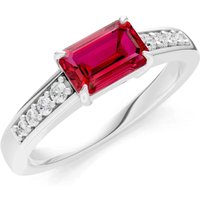 Ruby and Diamond East West Gemstone with Accents Ring in 9ct White Gold