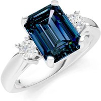 Alexandrite and Diamond Three Stone with Accent Ring in 18ct White Gold