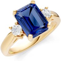 Sapphire and Diamond Three Stone with Accent Ring in 18ct Gold