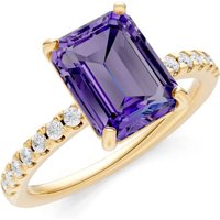 Amethyst and Diamond Solitaire with Accent Ring in 18ct Gold