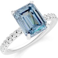 Aquamarine and Diamond Solitaire with Accent Ring in 18ct White Gold