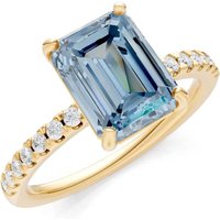 Aquamarine and Diamond Solitaire with Accent Ring in 9ct Gold