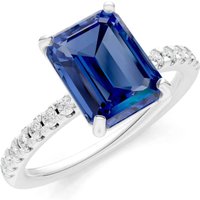 Sapphire and Diamond Solitaire with Accent Ring in 18ct White Gold