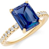 Sapphire and Diamond Solitaire with Accent Ring in 18ct Gold