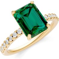 Emerald and Diamond Solitaire with Accent Ring in 18ct Gold