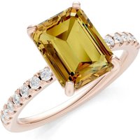 Citrine and Diamond Solitaire with Accent Ring in 9ct Rose Gold